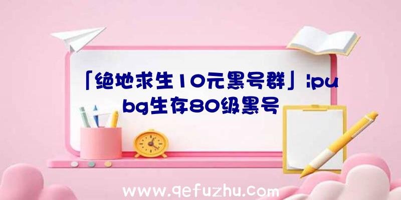 「绝地求生10元黑号群」|pubg生存80级黑号